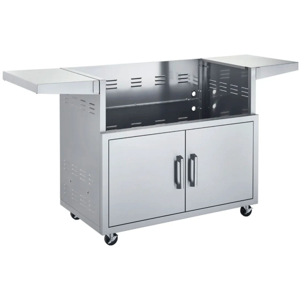 Stainless steel 5-burner gas grill cart with cabinet doors and side panels