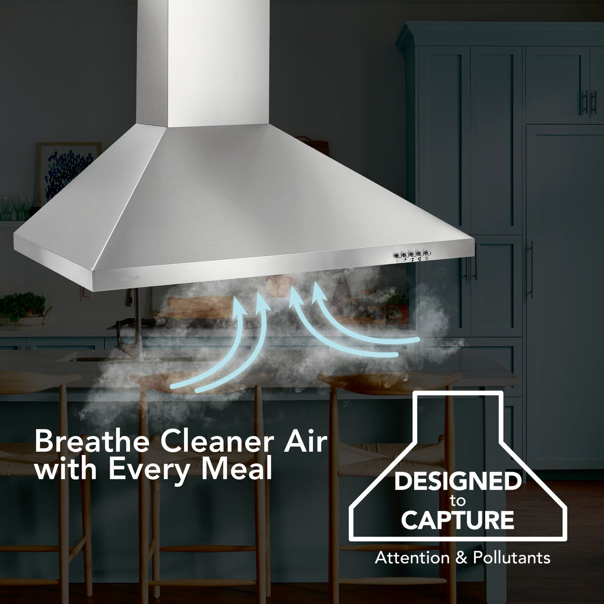 Broan-NuTone 30-Inch 380 CFM Convertible European Style Wall Mount Chimney Range Hood in Stainless Steel (BW5030SSL)
