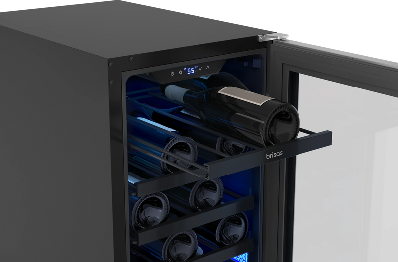 Brisas 15 in. 28 Bottle Single Zone Wine Cooler in Stainless Steel (BWN15C01AG)