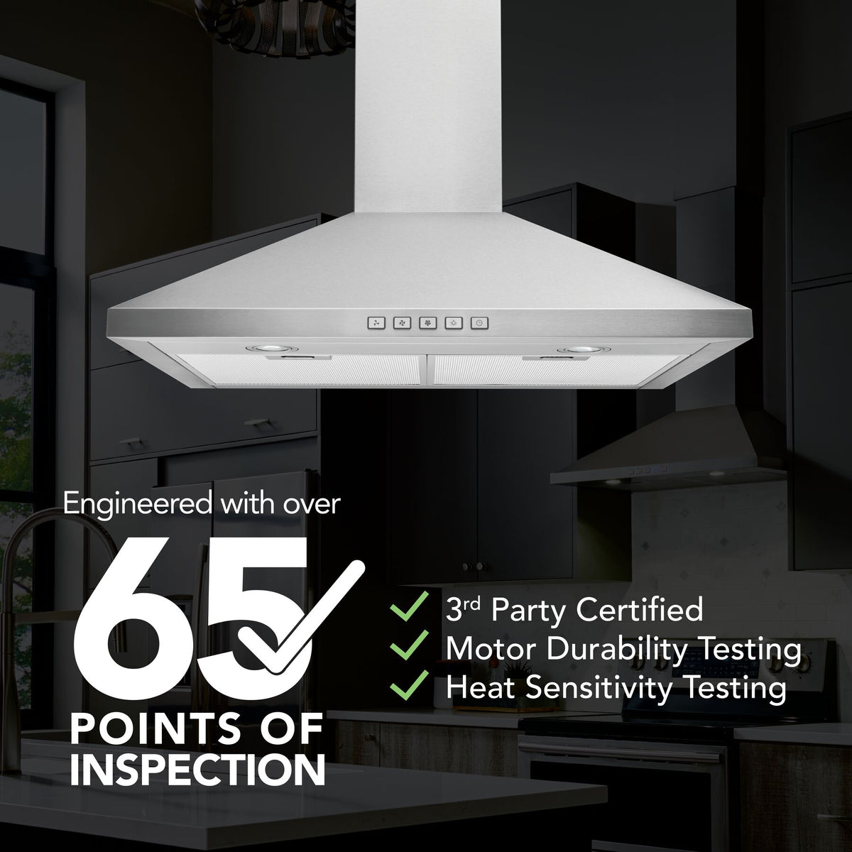 Broan-NuTone 24-Inch 450 CFM Convertible Pyramidal Wall Mount Chimney Range Hood in Stainless Steel (BWP1244SS)