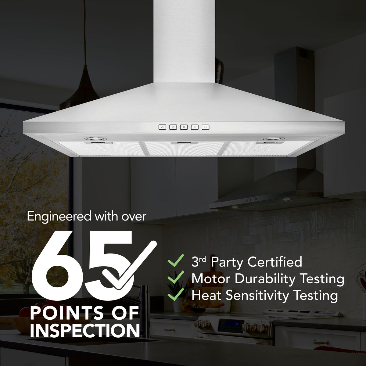 Broan-NuTone 36-Inch 450 CFM Convertible Pyramidal Wall Mount Chimney Range Hood in Stainless Steel (BWP1364SS)