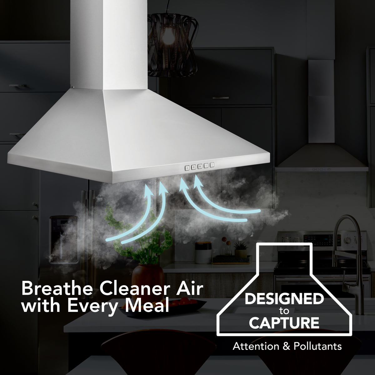 Broan-NuTone 24-Inch 450 CFM Convertible Pyramidal Wall Mount Chimney Range Hood in Stainless Steel (BWP1244SS)