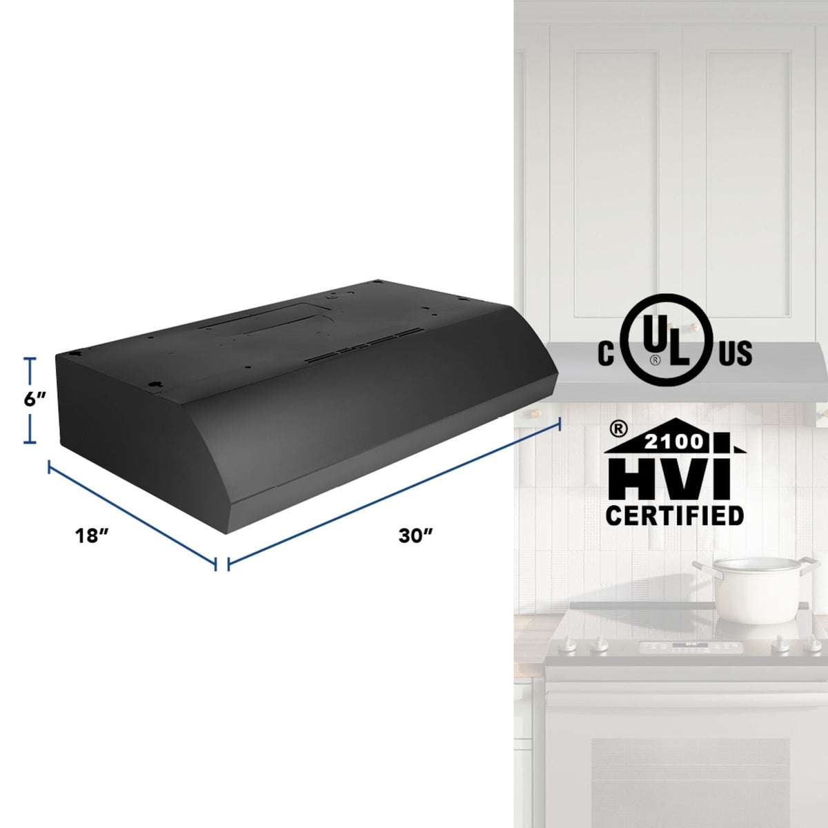 Broan-NuTone 30-Inch 270 CFM 4-Way Convertible Under Cabinet Range Hood in Black (BXT130BL)