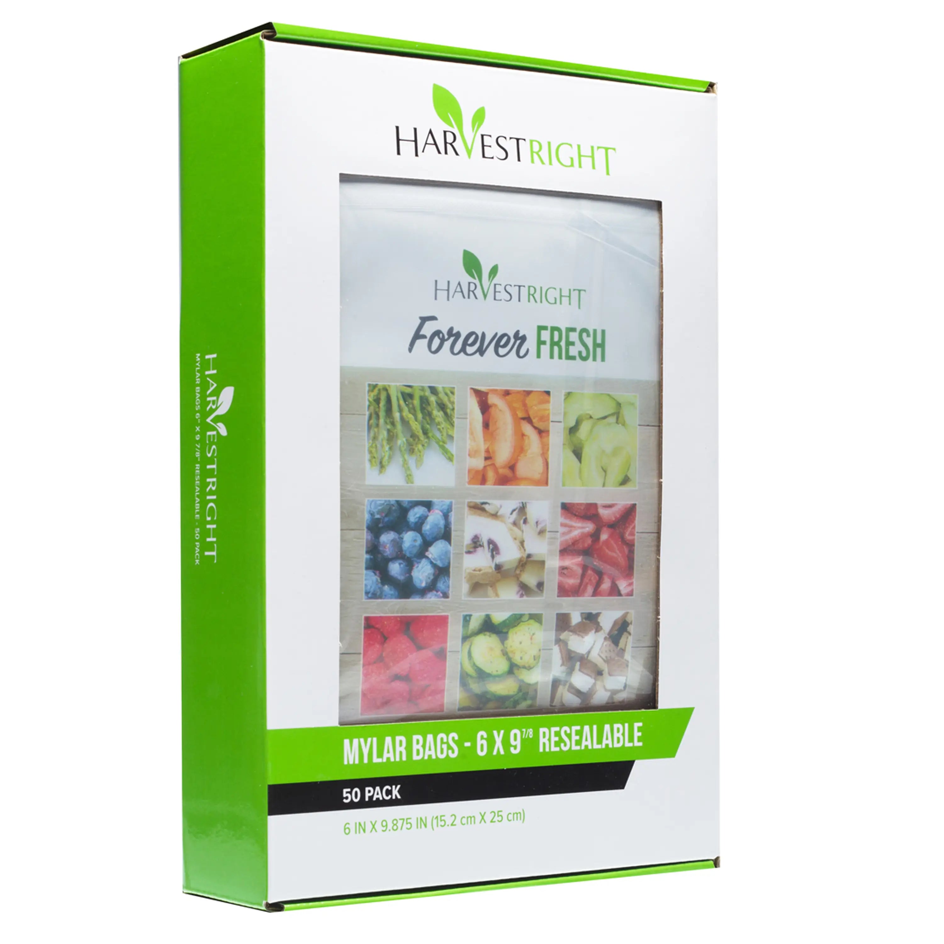 Harvest Right mylar bag 6x9.75-inch resealable box with front window and Forever Fresh graphics