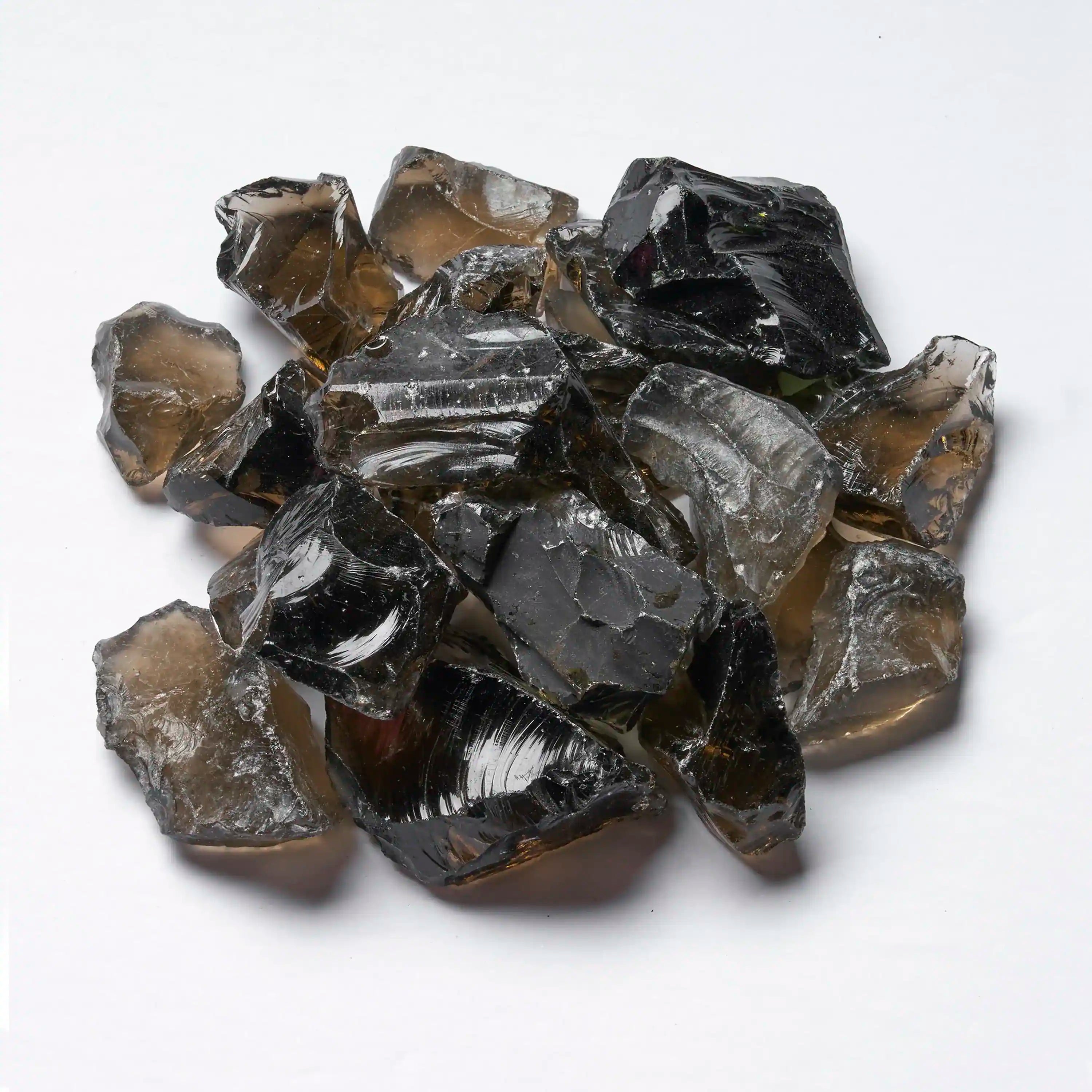 Electric firebox glass ember rocks, clear and amber translucent chunks