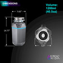 Forno Acqua BrightDiamond Black Onyx 3/4HP Super Quiet Garbage Disposal Corded with Motion Sensor Cabinet Light & Pre-Wired Air Switch (WDD075TA1BO)