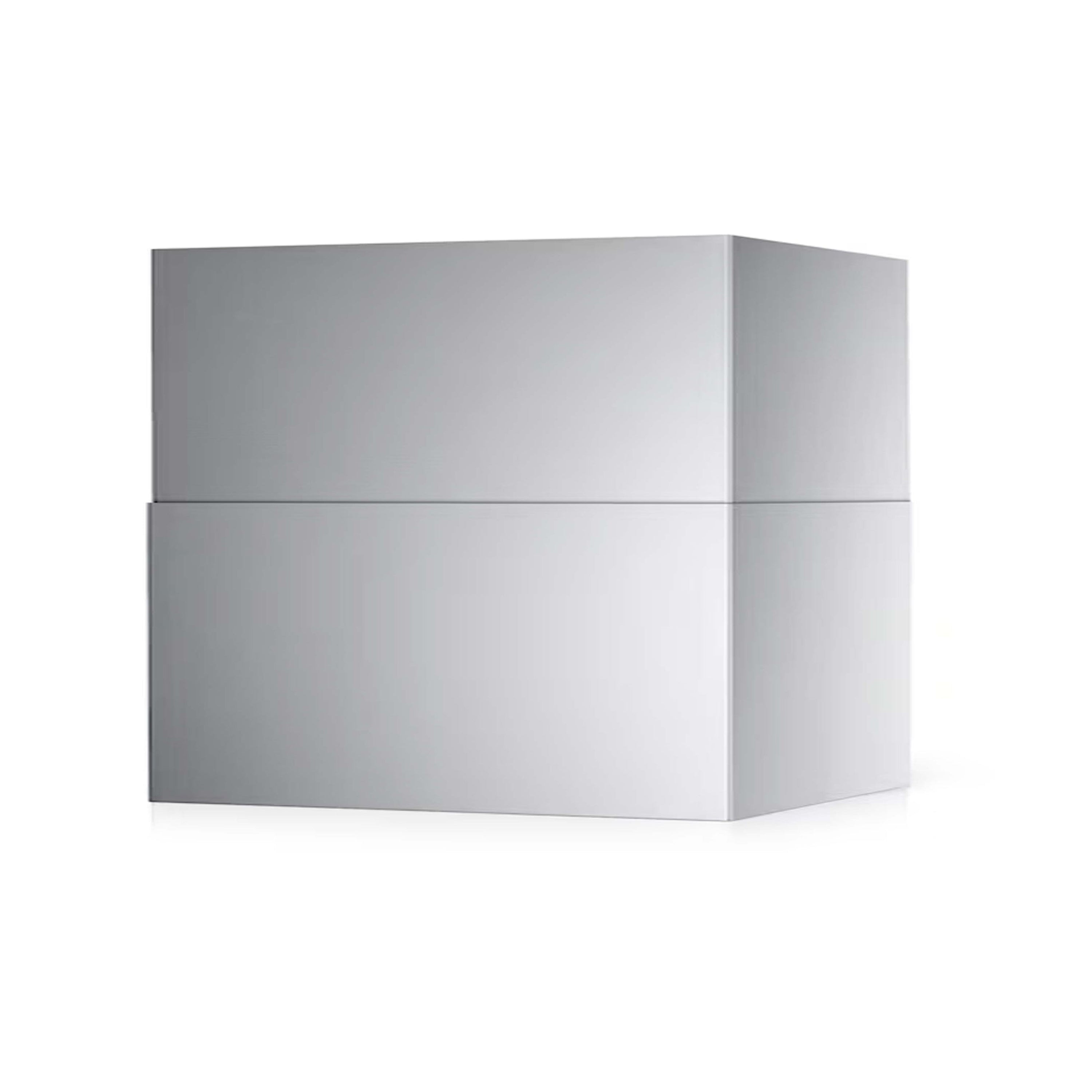 Extendable vent hood duct cover, low-ceiling, light gray rectangular housing