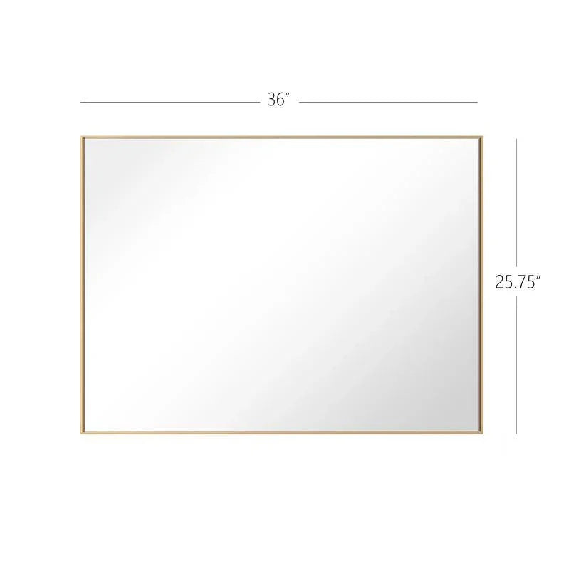 Rectangular wall mirror with golden aluminum frame and reflective glass
