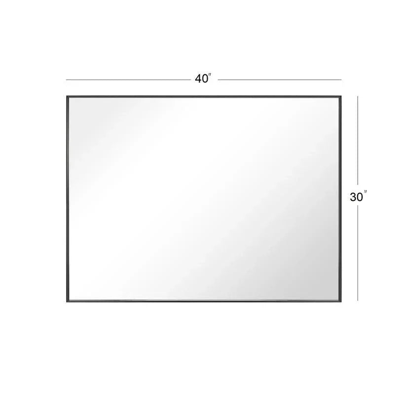 Black aluminum framed wall mirror, 40 in x 30 in rectangular