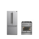 Forno 2-Piece Appliance Package - 30-inch Giovanni Gas Range and 30-Inch Gallipoli French Door Refrigerator with Bottom Freezer 17.5 Cu. Ft Capacity in Stainless Steel (FBDL-020-01CAUS)