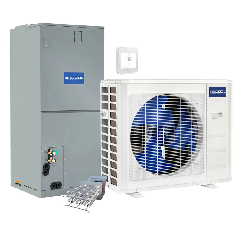 MRCOOL Hyper Heat 2nd Gen 36K BTU, 3 Ton, 17.4 SEER2 Heat Pump Condenser and Ducted Air Handler with 5kW Heat Kit (C36HP230BL00H05)
