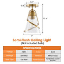 Parrot Uncle 7-Inch Walker 1-Light Semi-Flush Mount Ceiling Light (C3007)