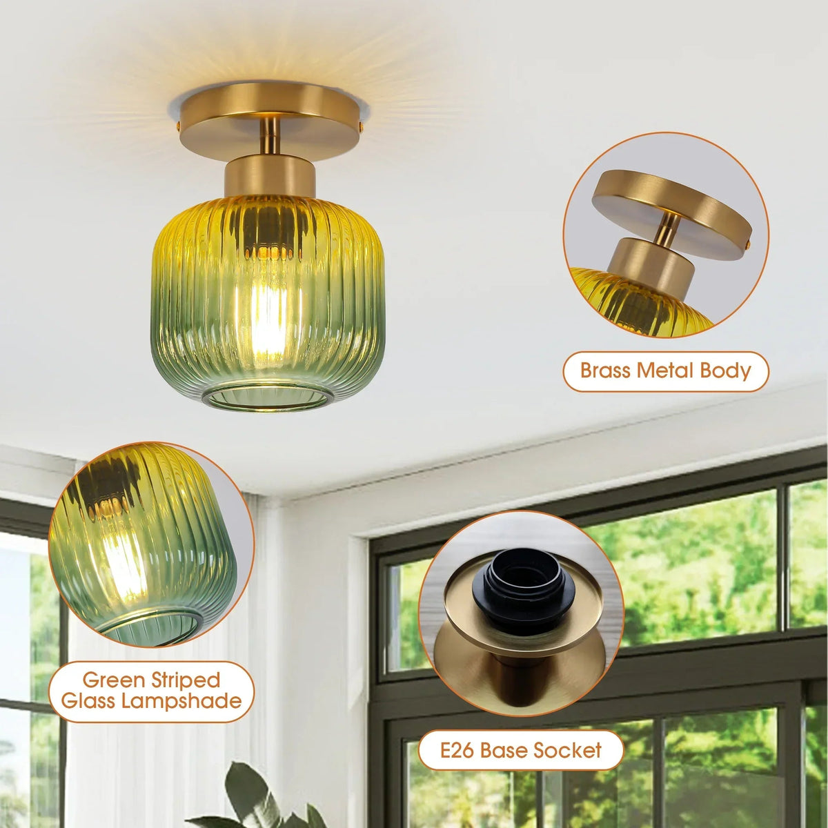 Parrot Uncle 6-Inch Bard 1-Light Semi-Flush Mount Ceiling Light (C3012)