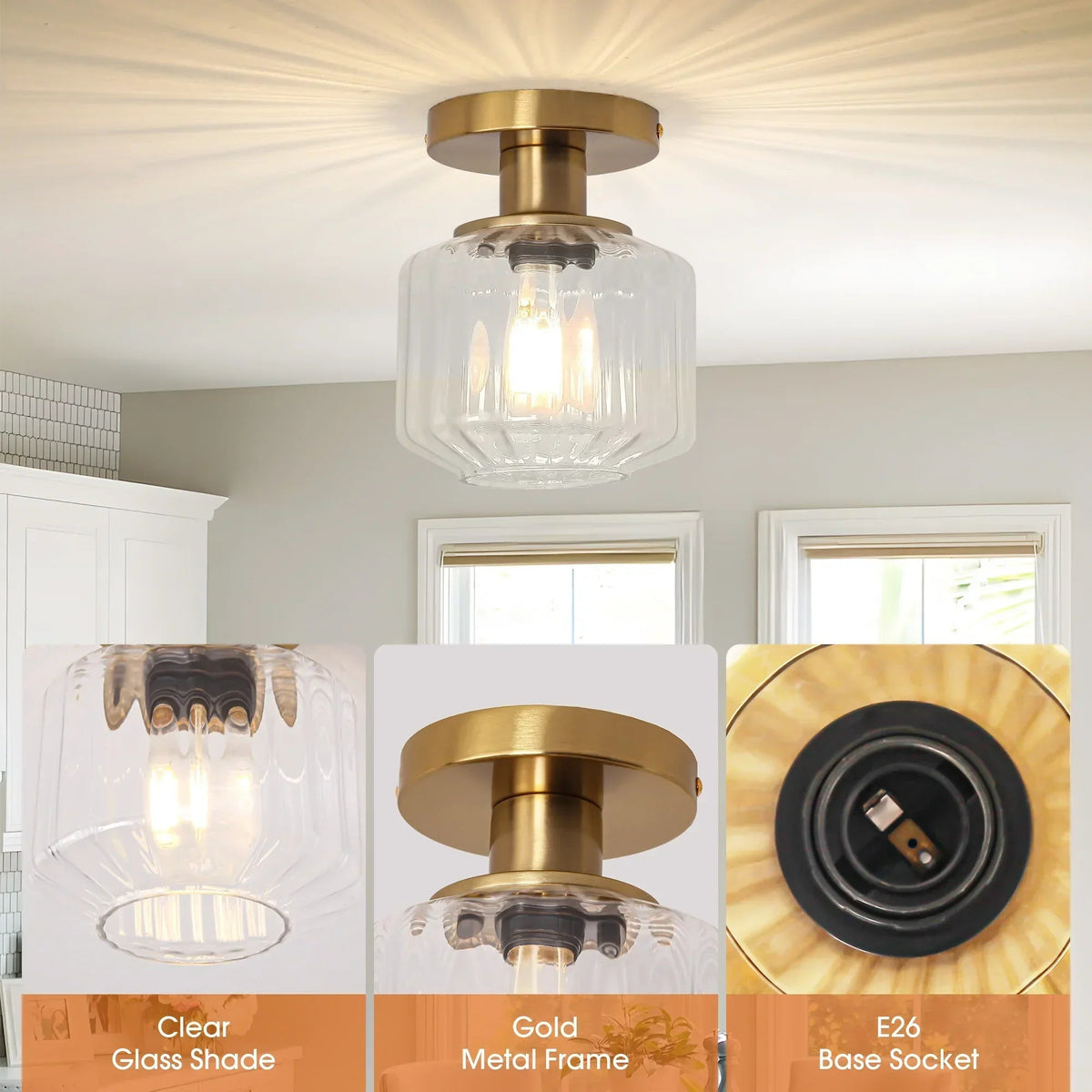 Parrot Uncle 6-Inch Marico 1-Light Semi-Flush Mount Ceiling Light