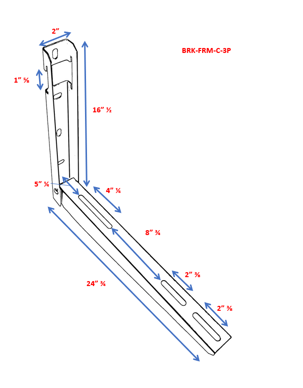 Folding mounting bracket with leveler; illustrated hole pattern for mini split installs