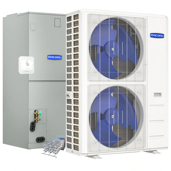 MRCOOL Hyper Heat 2nd Gen 60K BTU, 5 Ton, 16 SEER2 Heat Pump Condenser and Ducted Air Handler with 10kW Heat Kit (C60HP230BL00H10)