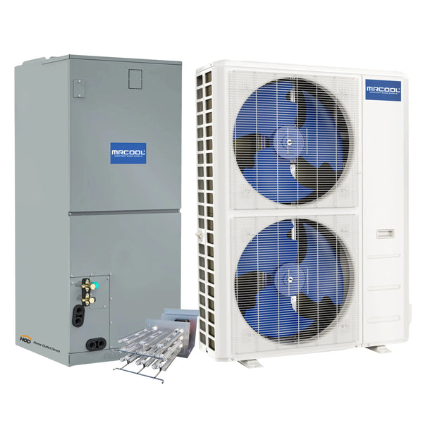 MRCOOL Hyper Heat 2nd Gen 60K BTU, 5 Ton, 16 SEER2 Heat Pump Condenser and Ducted Air Handler with 20kW Heat Kit (C60HP230BL00H20)
