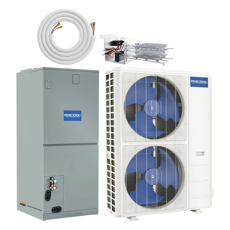 MrCool Hyper Heat Central Heat Pump Split System, 15.6 SEER2, 48K BTU with 25 ft. Line Set and 10kW Heat Kit (C48HP230AL25H10)