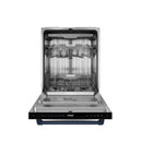 Gordon Ramsay by Thor Kitchen 4-Piece Appliance Package -  30-Inch Electric Range,  Wall Mount Range Hood, 36-Inch French Door Refrigerator, and Dishwasher in Stainless Steel with Blue Trim