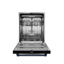 Gordon Ramsay by Thor Kitchen 4-Piece Appliance Package -  48-Inch Propane Gas Range, Wall Mount Range Hood, 36-Inch French Door Refrigerator, and Dishwasher in Stainless Steel with Blue Trim