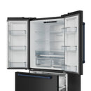 Gordon Ramsay by Thor Kitchen 4-Piece Appliance Package -  48-Inch Propane Gas Range, Wall Mount Range Hood, 36-Inch French Door Refrigerator, and Dishwasher in Black with Blue Trim