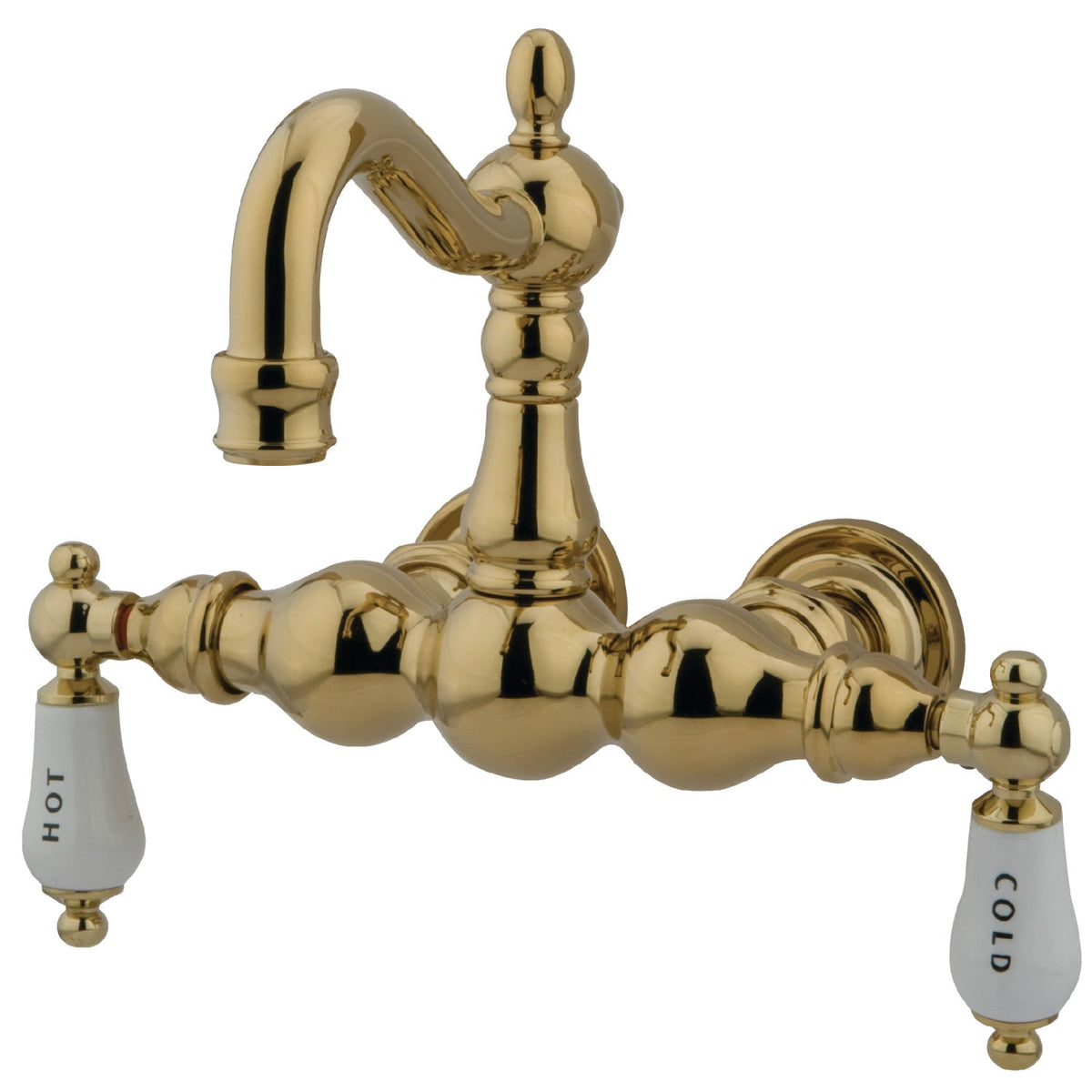 Vintage 3-3/8-Inch Wall Mount Tub Faucet in Polished Brass