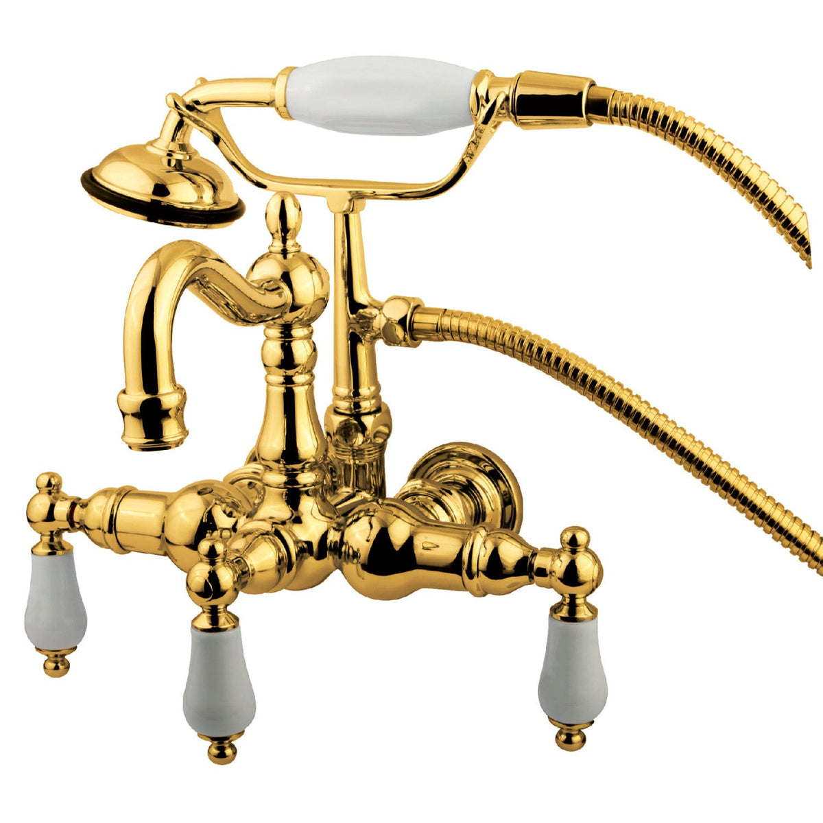 Vintage 3-3/8-Inch Wall Mount Tub Faucet in Polished Brass