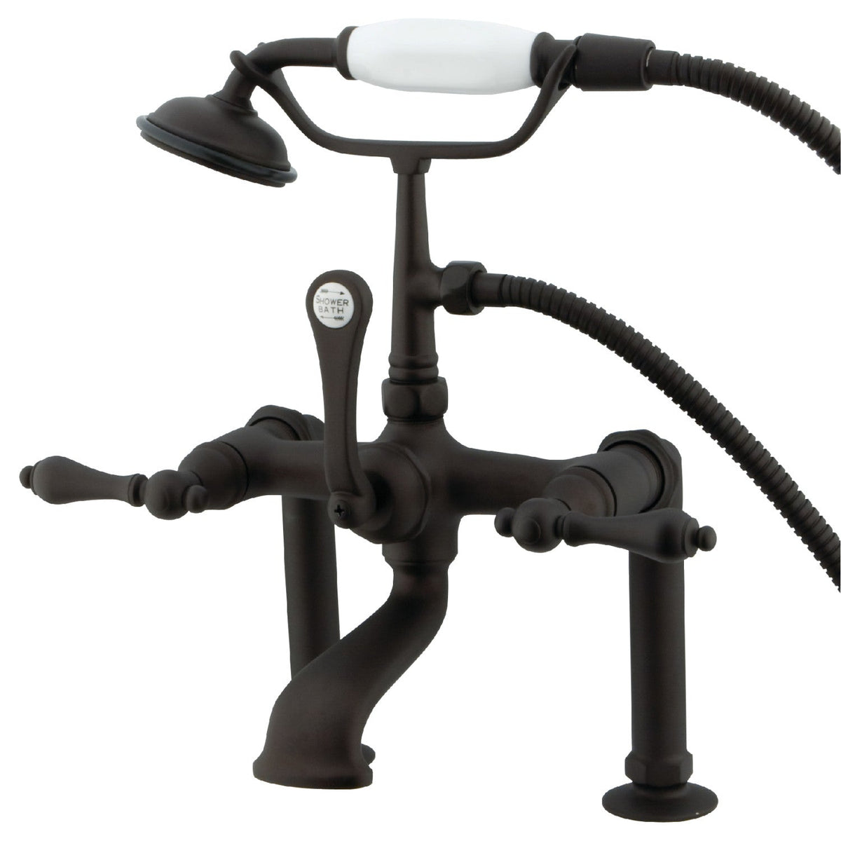 Vintage 7" Center Deck-Mount Clawfoot Tub Faucet with Hand Shower in Oil Rubbed Bronze