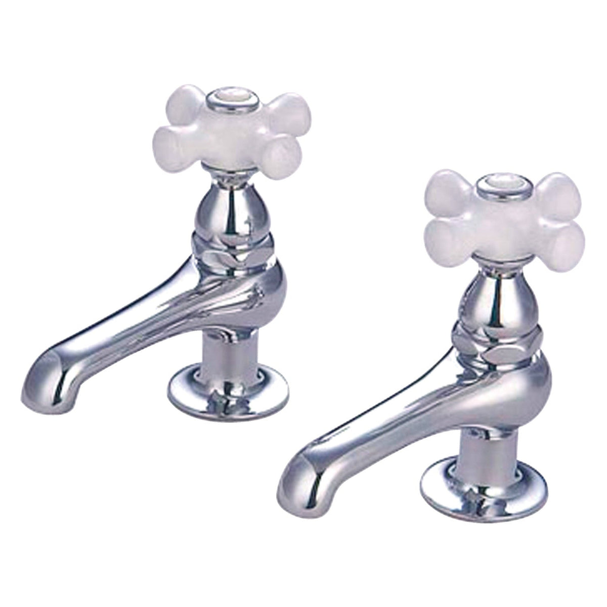 Vintage Basin Tap Faucet with Porcelain Cross Handle in Polished Chrome