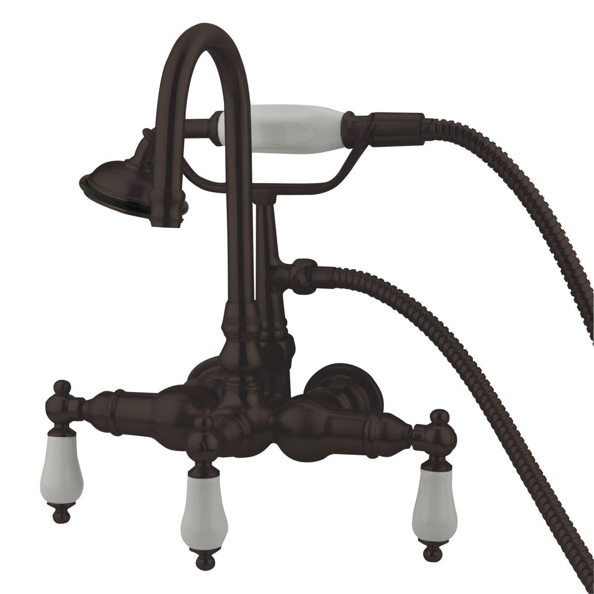 Vintage 3-3/8" Wall Mount Tub Faucet with Hand Shower in Oil Rubbed Bronze