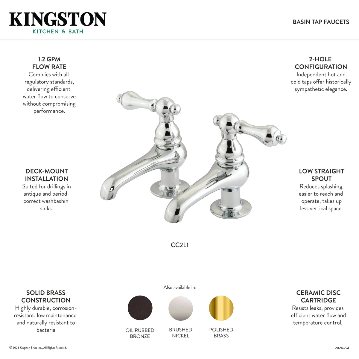 Vintage Basin Tap Faucet with Metal Lever Handle in Brushed Nickel