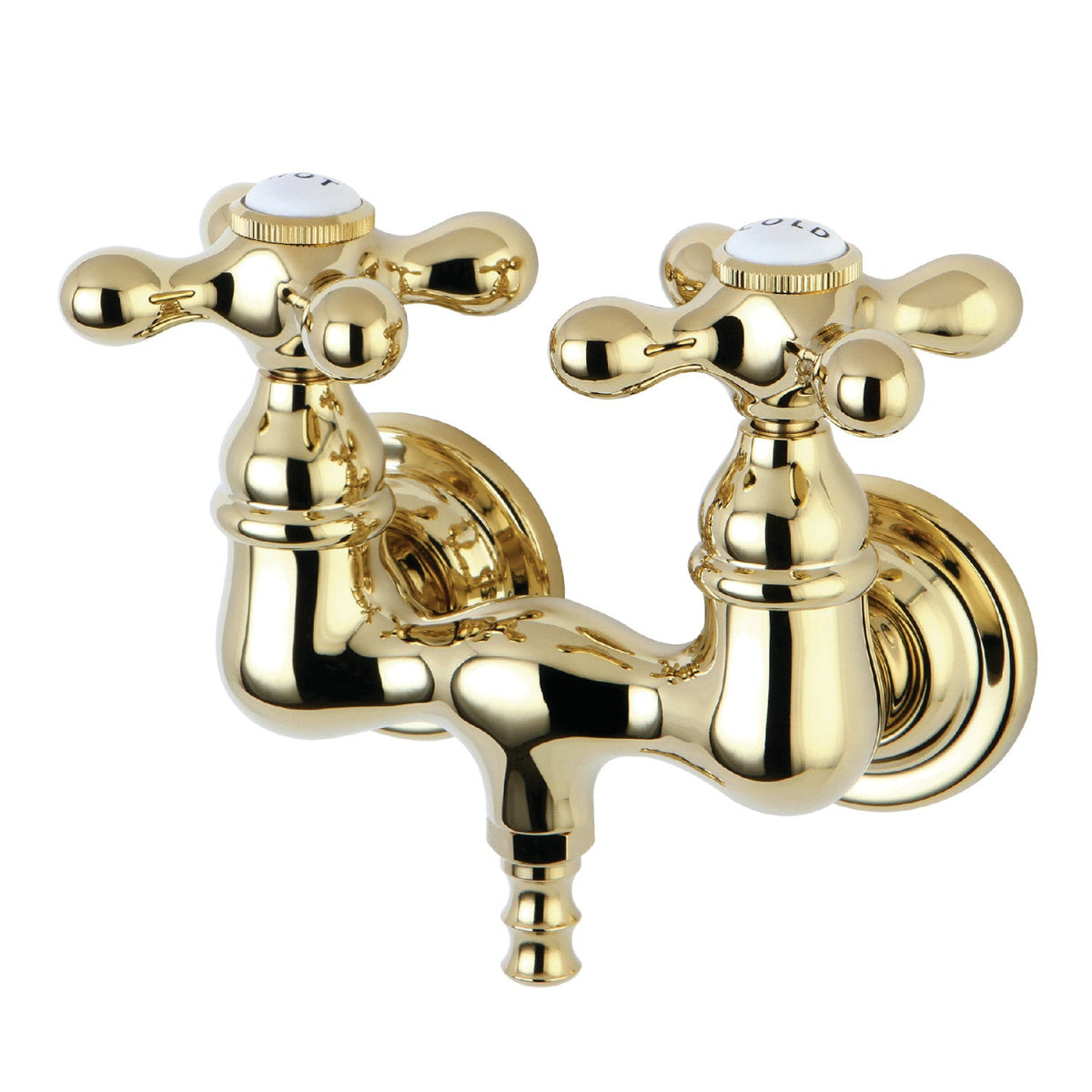 Vintage 3-3/8-Inch Wall Mount Tub Faucet in Polished Brass