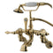 Kingston Brass Vintage Adjustable Center Wall Mount Tub Faucet with Hand Shower, Polished Brass (CC457T2)