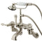 Kingston Brass Vintage Adjustable Center Wall Mount Tub Faucet with Hand Shower, Brushed Nickel (CC457T8)