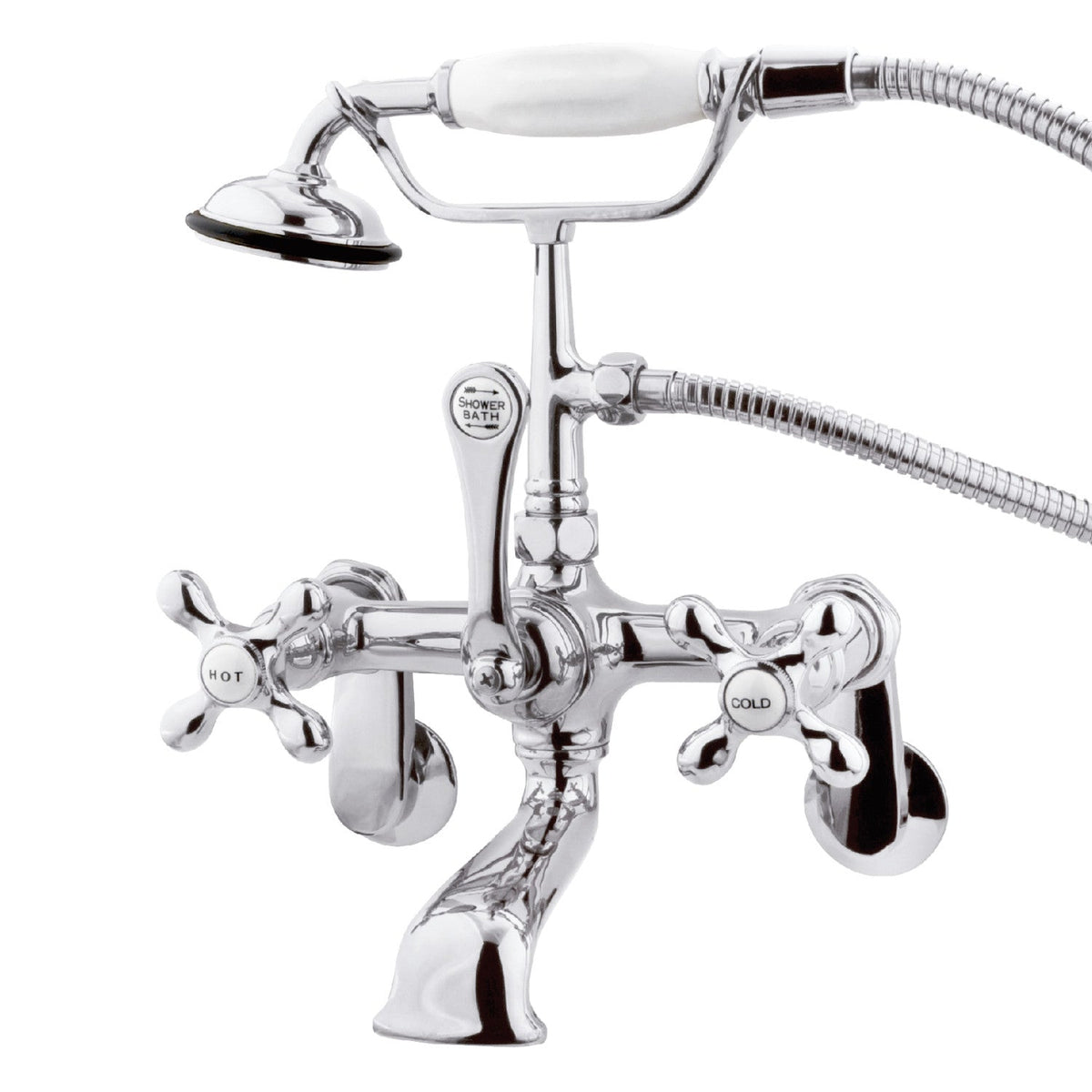 Vintage Adjustable Center Wall Mount Tub Faucet in Polished Chrome