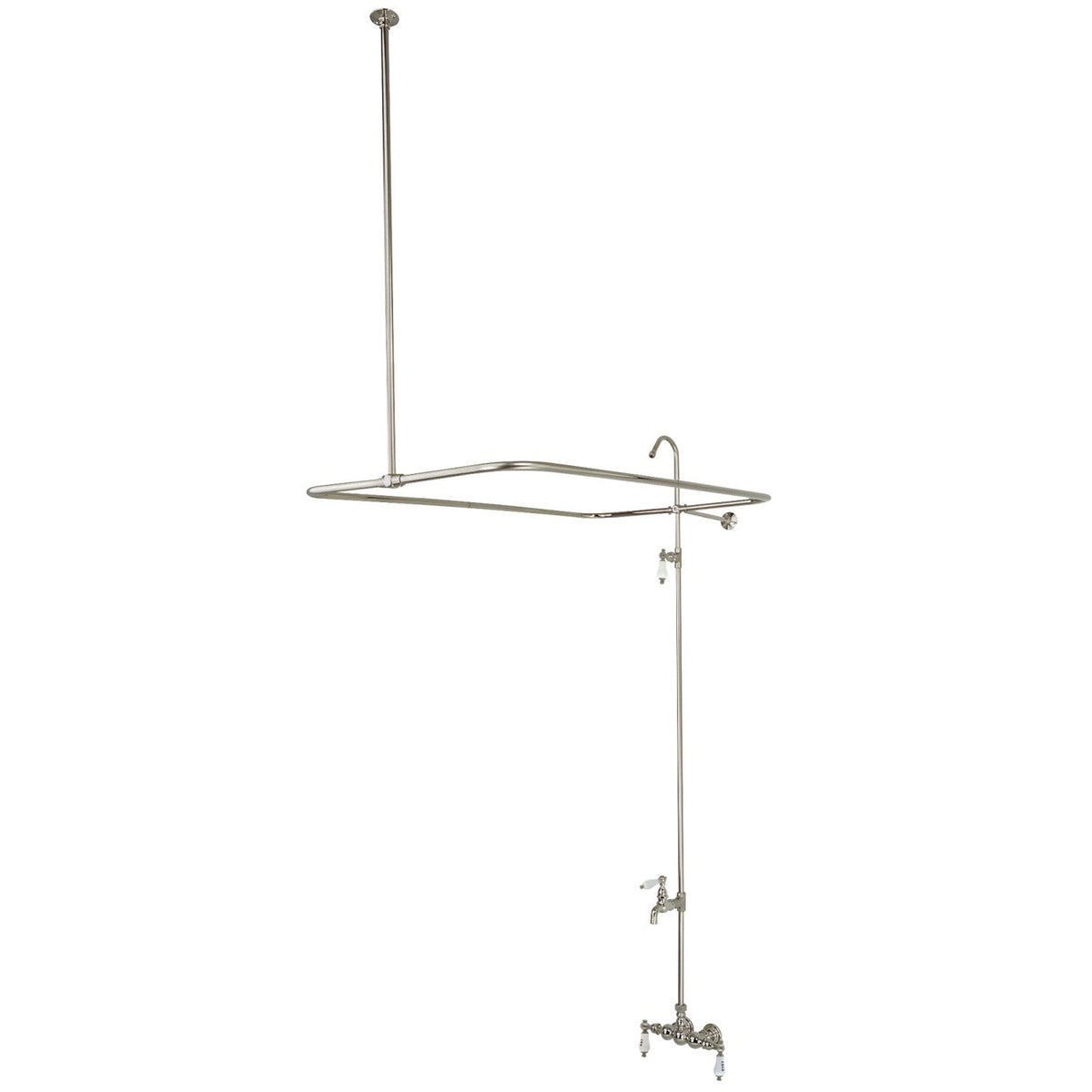 Vintage Tub Wall Mount Tub Faucet with Shower Enclosure in Brushed Nickel