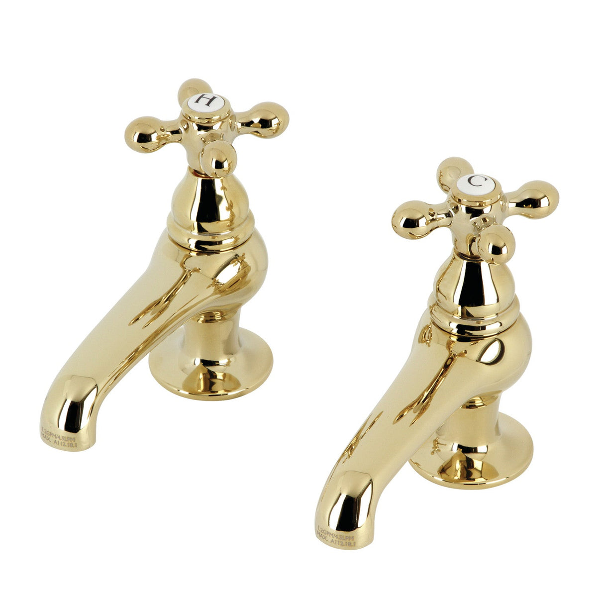 Vintage Basin Tap Faucet with Metal Cross Handle in Polished Brass