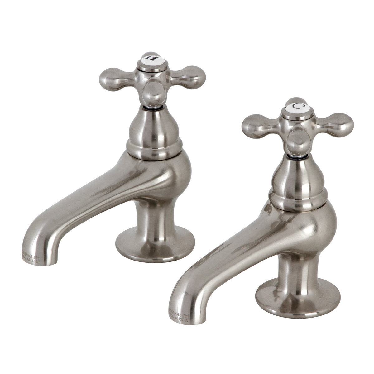 Vintage Basin Tap Faucet with Metal Cross Handle in Brushed Nickel