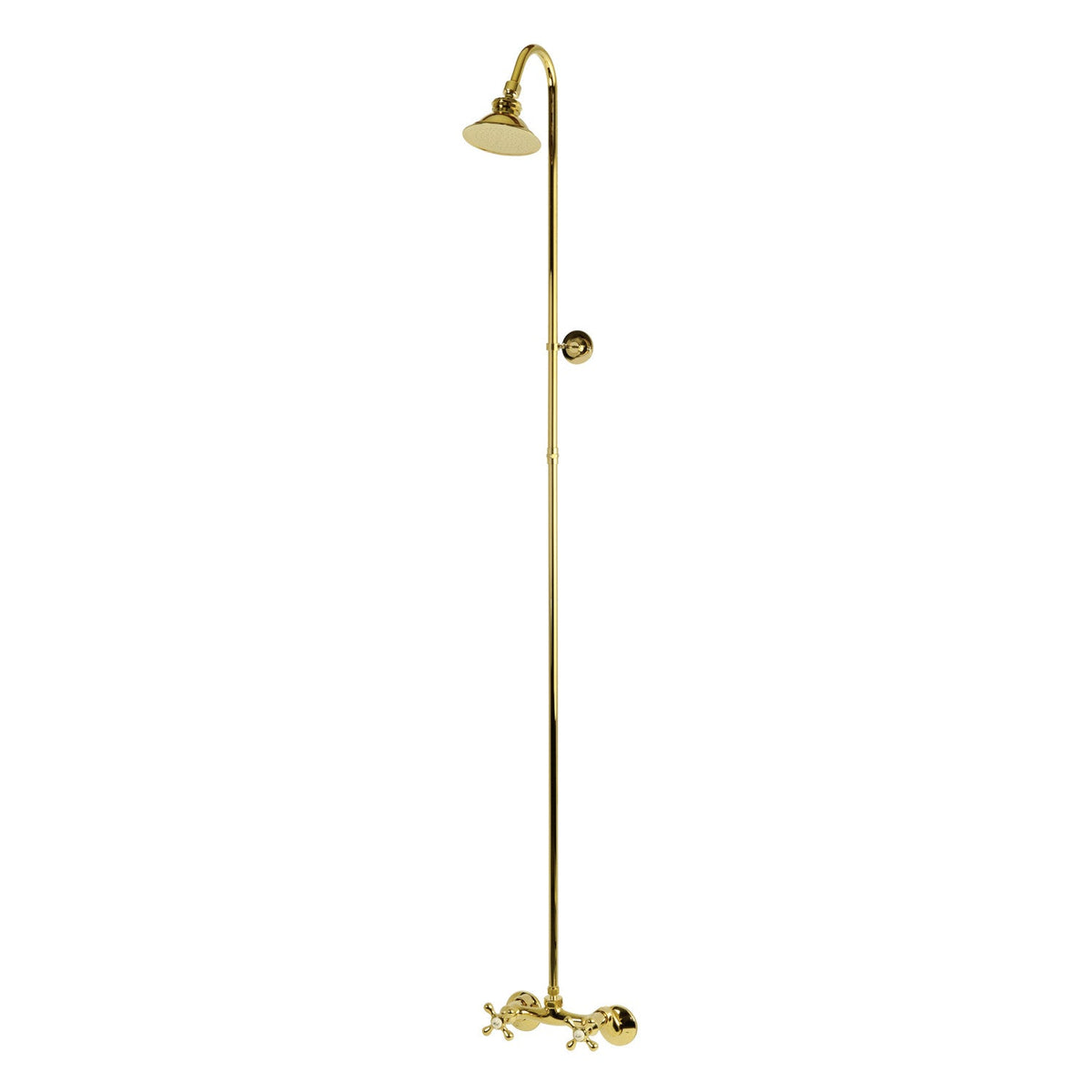 Vintage Wall Mount Shower Combo in Polished Brass