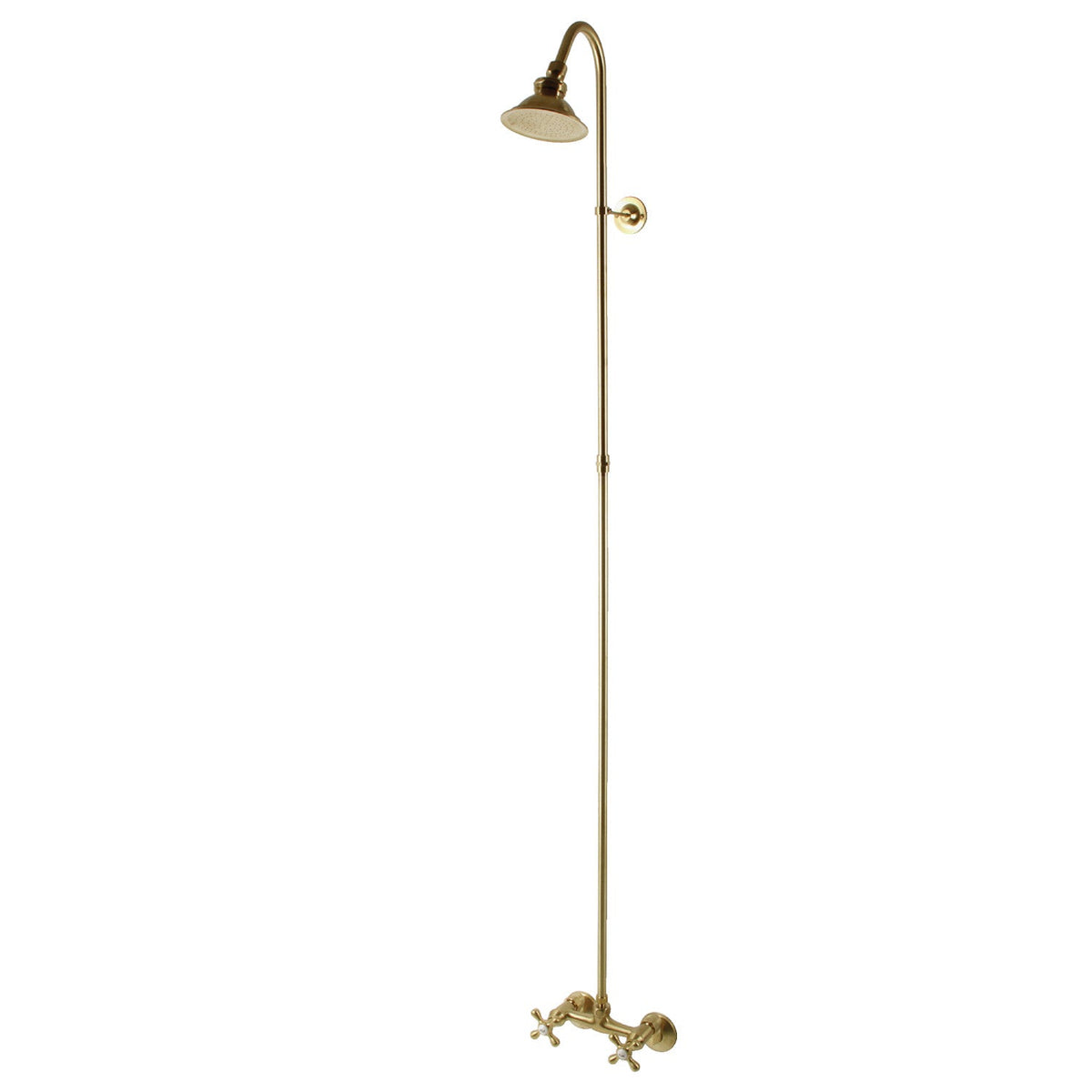 Vintage Wall Mount Shower Combo in Brushed Brass