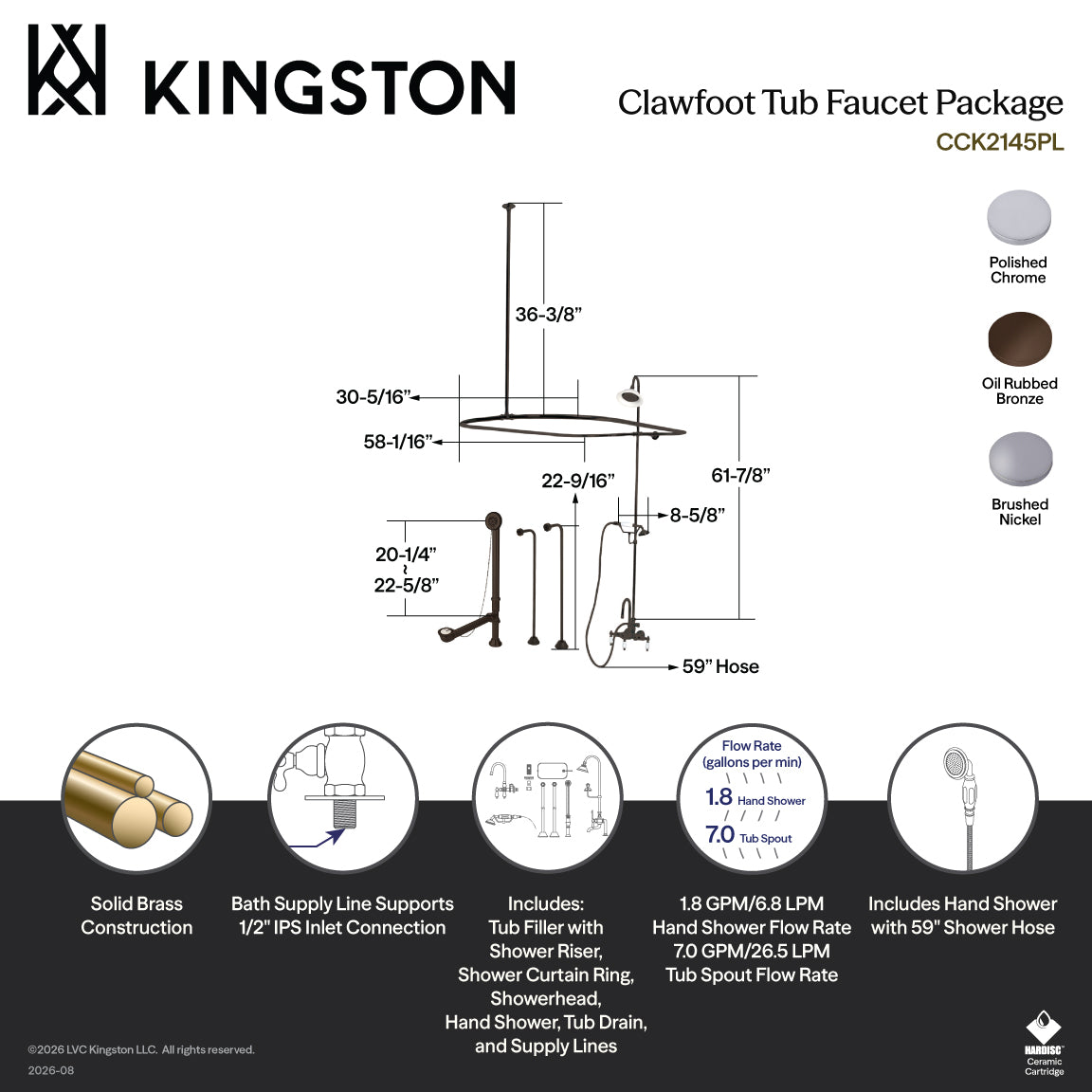 Vintage Tub Wall Mount High-Arc Gooseneck Clawfoot Tub Faucet Package with Supply Enclosure and Hand Shower in Polished Chrome