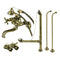 Kingston Brass Vintage Tub Wall Mount Clawfoot Tub Faucet Package with Supply Line, Hand Shower and Tub Drain, Antique Brass (CCK225AB)
