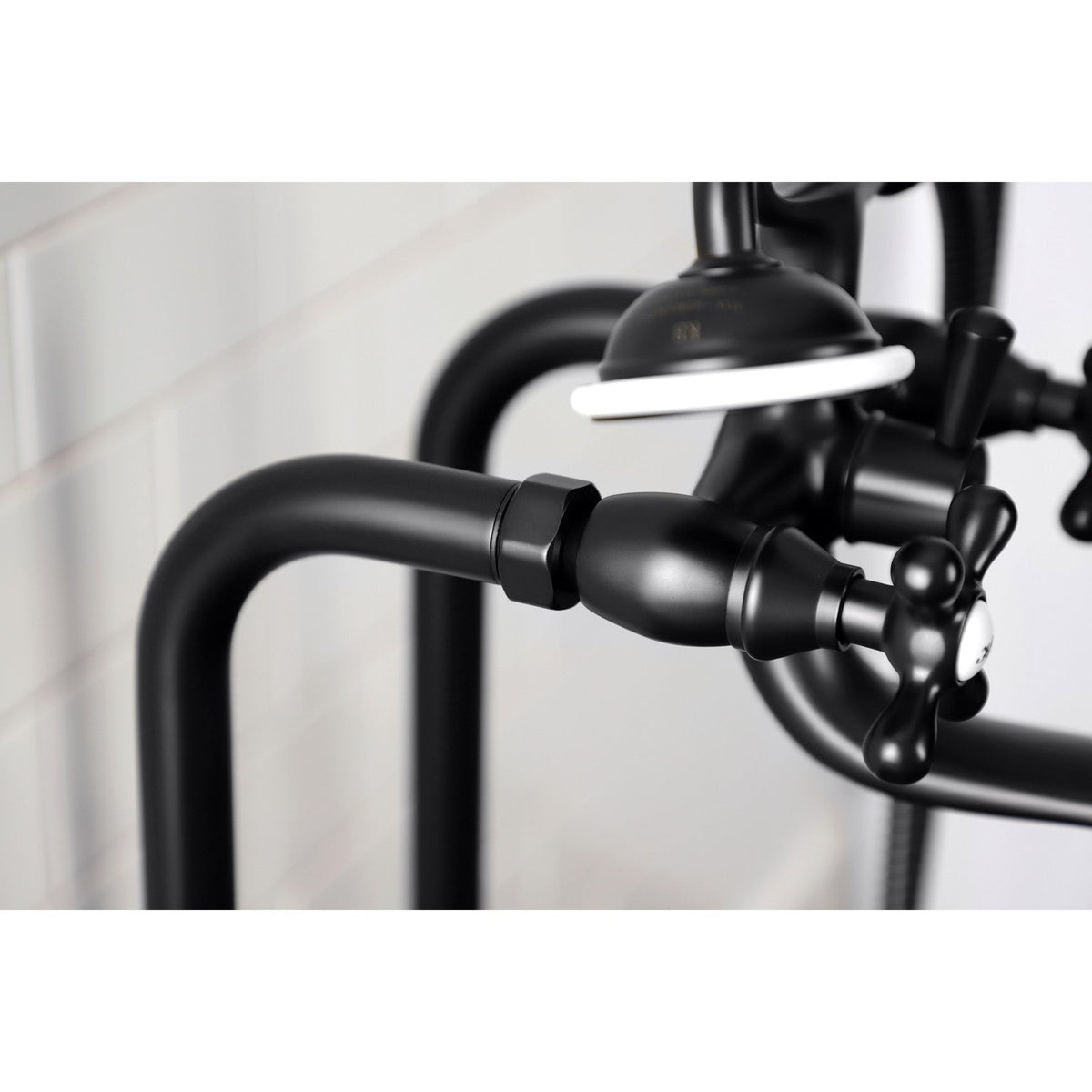 Kingston Freestanding Clawfoot Tub Faucet Package with Supply Line in Matte Black