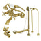 Kingston Brass Vintage Wall Mount Clawfoot Tub Faucet Package with Supply Line, Hand Shower and Tub Drain, Brushed Brass (CCK265SBD)