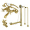 Kingston Brass Vintage Wall Mount Clawfoot Tub Faucet Package with Supply Line, Hand Shower and Tub Drain, Brushed Brass (CCK265SB)