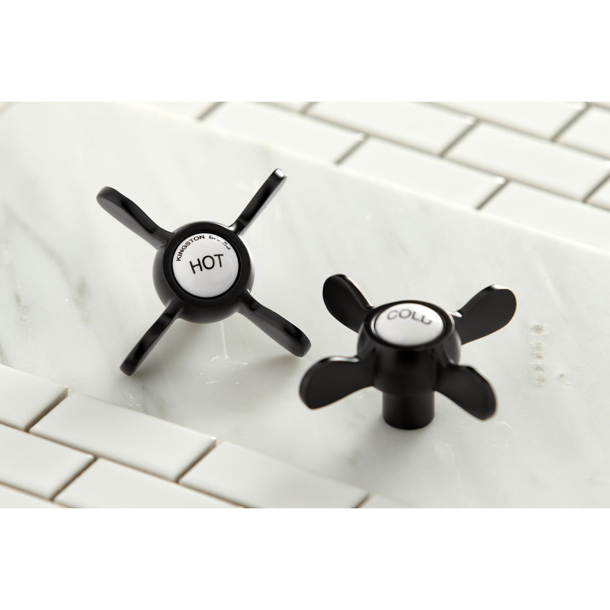 Kingston Freestanding Tub Faucet with Supply Line and Stop Valve in Matte Black