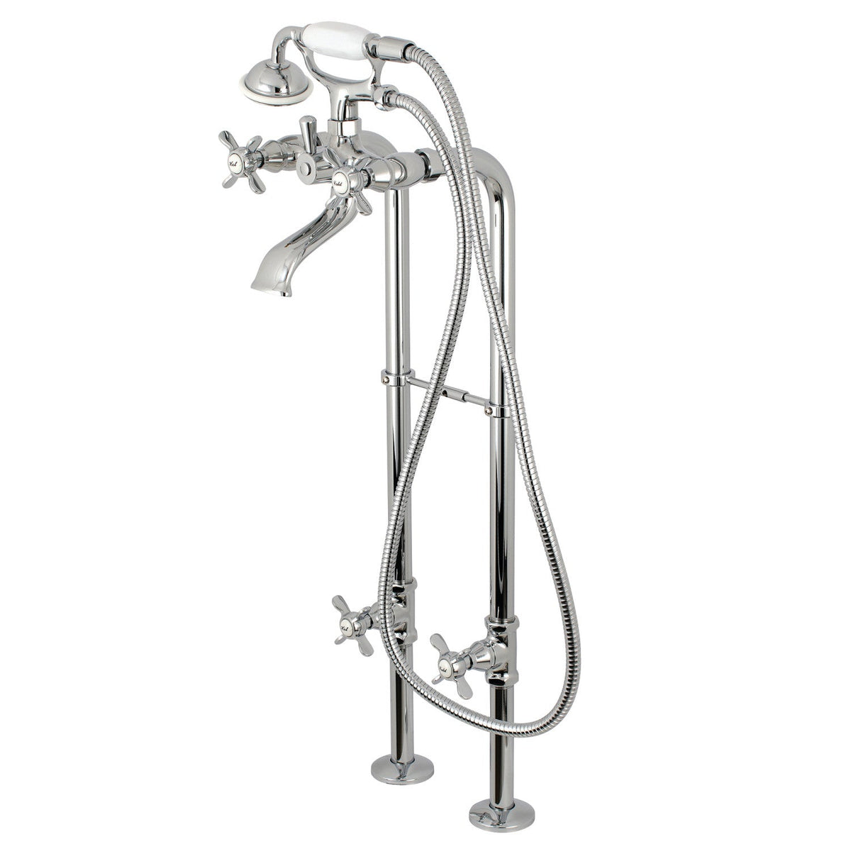 Kingston Freestanding Tub Faucet with Supply Line and Stop Valve in Polished Chrome