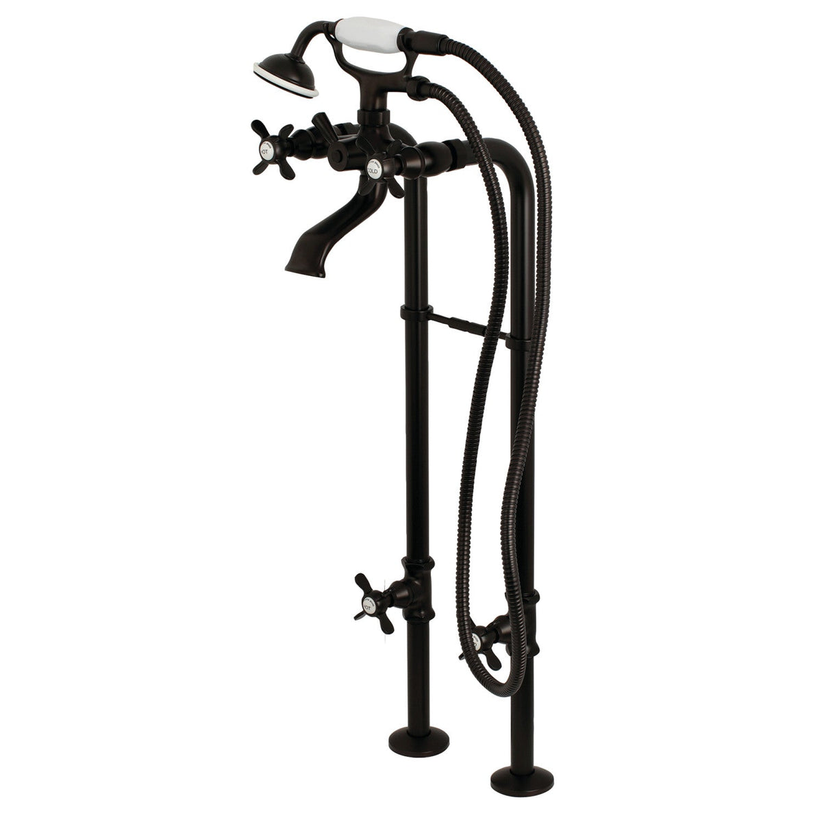 Kingston Freestanding Tub Faucet with Supply Line and Stop Valve in Oil Rubbed Bronze