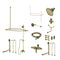 Kingston Brass Vintage Tub Wall Mount Down Spout Clawfoot Tub Faucet Package with Shower Enclosure and Hand Shower, Antique Brass (CCK3143AL)