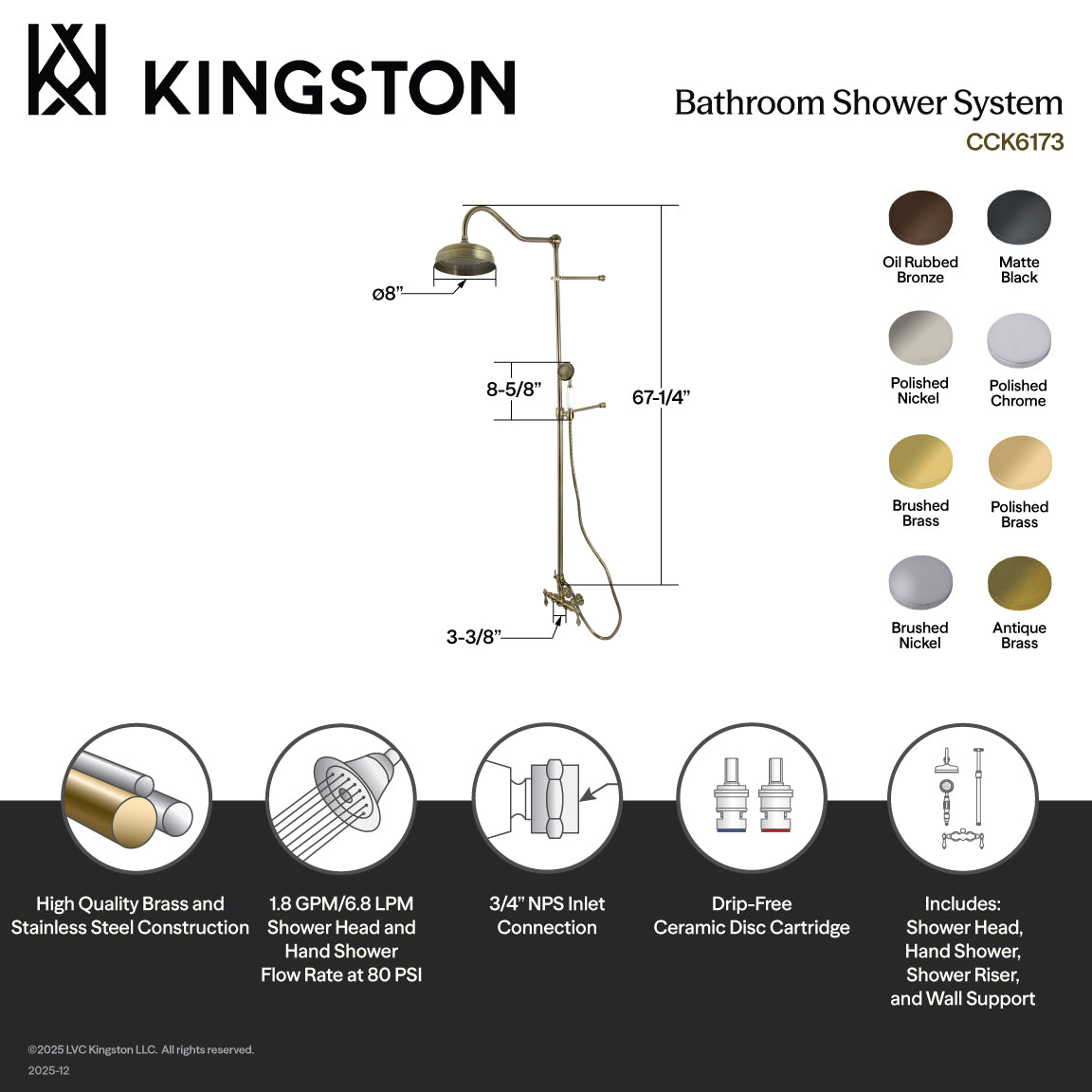 Vintage Tub Wall Mount Rain Drop Shower System with Hand Shower in Oil Rubbed Bronze
